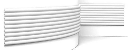 Orac Decor WX218F FLUTE XL Pannello Murale 3D Forma Bombata Parete Poliuretano Flessibile Flex Bianco Resistente Agli Urti Calore Acqua Assorbimento Acustico Facile Da Installare Verniciabile Acrilico Impermeabile Interno Esterno Misura 200x25,5x1,7 cm