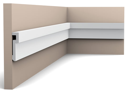 Orac Decor PX198 Cornice Profilo Barra Parete Duropolymer® Polistirene Ad Alta Densità Bianco Resistente Urti Calore Acqua Facile Da Installare Verniciabile Pretrattata Primer Acrilico Impermeabile Per Interno Esterno Ambienti Umidi Misura 200x8,3x2 cm