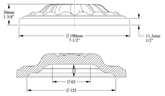 Orac Decor R11 Rosone Rotondo Tondo Floreale Purotouch® Poliuretano Alta Densità Bianco Resistente Urti Calore Acqua Facile Da Installare Verniciabile Pretrattato Primer Acrilico Impermeabile Interno Esterno Ambienti Umidi Diametro Ø 19 Spessore 3,6 cm
