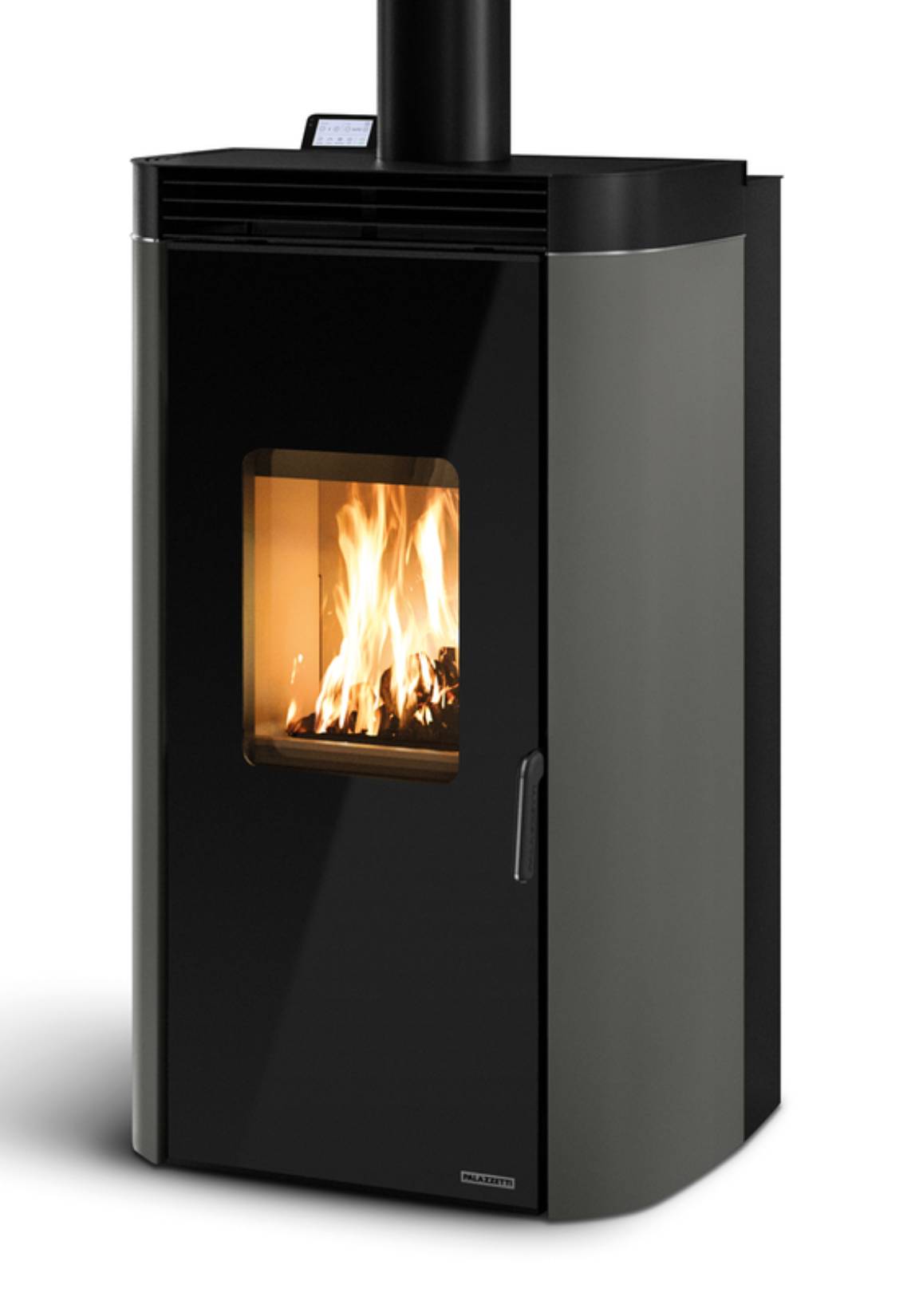 Palazzetti Multifire Archie 14 Stufa Ibrida a Legna e Pellet Ermetica Aria Ventilata Regolabile Canalizzabile Acciaio Grigio Antracite 14Kw Passaggio Accensione Automatico Focolare Base Ghisa Pareti Thermofix® Porta Doppio Vetro Wifi Braciere 69x61x120 cm