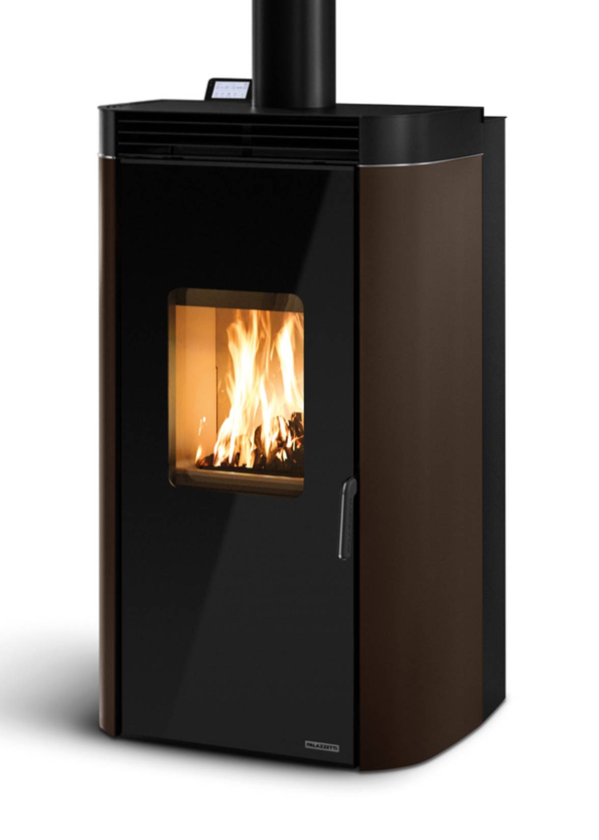 Palazzetti Multifire Archie 14 Stufa Ibrida a Legna e Pellet Ermetica Aria Ventilata Regolabile Canalizzabile Acciaio Colore Moka 14Kw Passaggio Accensione Automatico Focolare Base Ghisa Pareti Thermofix® Porta Doppio Vetro Wifi Braciere 69x61x120 cm