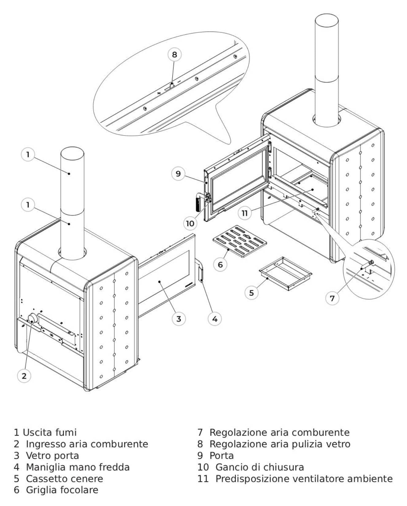 Palazzetti Sahara 70S Stufa a Legna ad Aria Calda Convezione Naturale Riscaldamento Irraggiamento Potenza 9,7 Kw Rivestimento Hotstone Nero Focolare Thermofix® Forma Compatta Vano Portalegna Cassetto Cenere Estraibile Uscita Fumi Superiore L71xP50xH88 cm