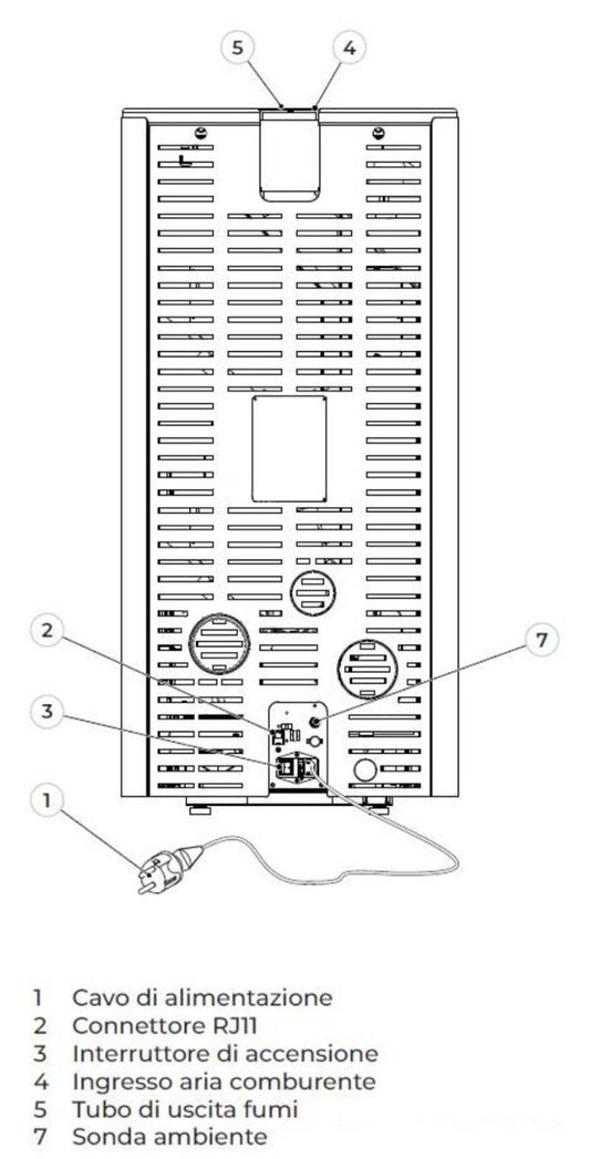 Palazzetti Vivi TC 9 US Stufa a Pellet Ermetica ad Aria Calda Ventilata Canalizzabile Potenza 9 Kw Rivestimento Acciaio Colore Moka Forma Circolare Uscita Fumi Superiore Doppio Vetro Combustione Totale Pulizia Automatica Braciere Cassetto 52x52 H110 cm