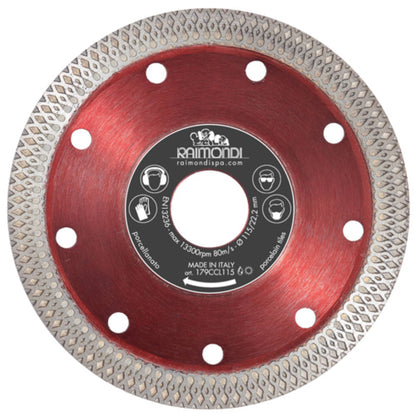 Raimondi Disco Diamantato Cross 179CCL115 Premium Ad Alte Prestazioni Ideale Per Gres Porcellanato Pietre Sinterizzate Ceramica Per Smerigliatrice Da Usare Con Acqua Massimo RPM 11000 Diametro Ø 115 mm