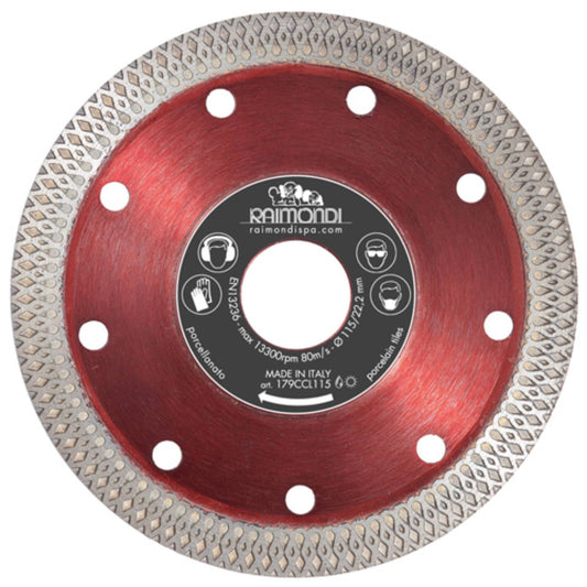 Raimondi Disco Diamantato Cross 179CCL115 Premium Ad Alte Prestazioni Ideale Per Gres Porcellanato Pietre Sinterizzate Ceramica Per Smerigliatrice Da Usare Con Acqua o a Secco Massimo RPM 11000 Diametro Ø 115 mm