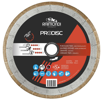 Raimondi 179SET250CBE Disco Diamantato a Settori Ravvicinati Ideale per Ceramica Gres Porcellanato Pietre Sinterizzate Granito Per Segatrice da Banco Da Usare Con Acqua Prodisc Massimo RPM 3500 Diametro Ø 250 mm
