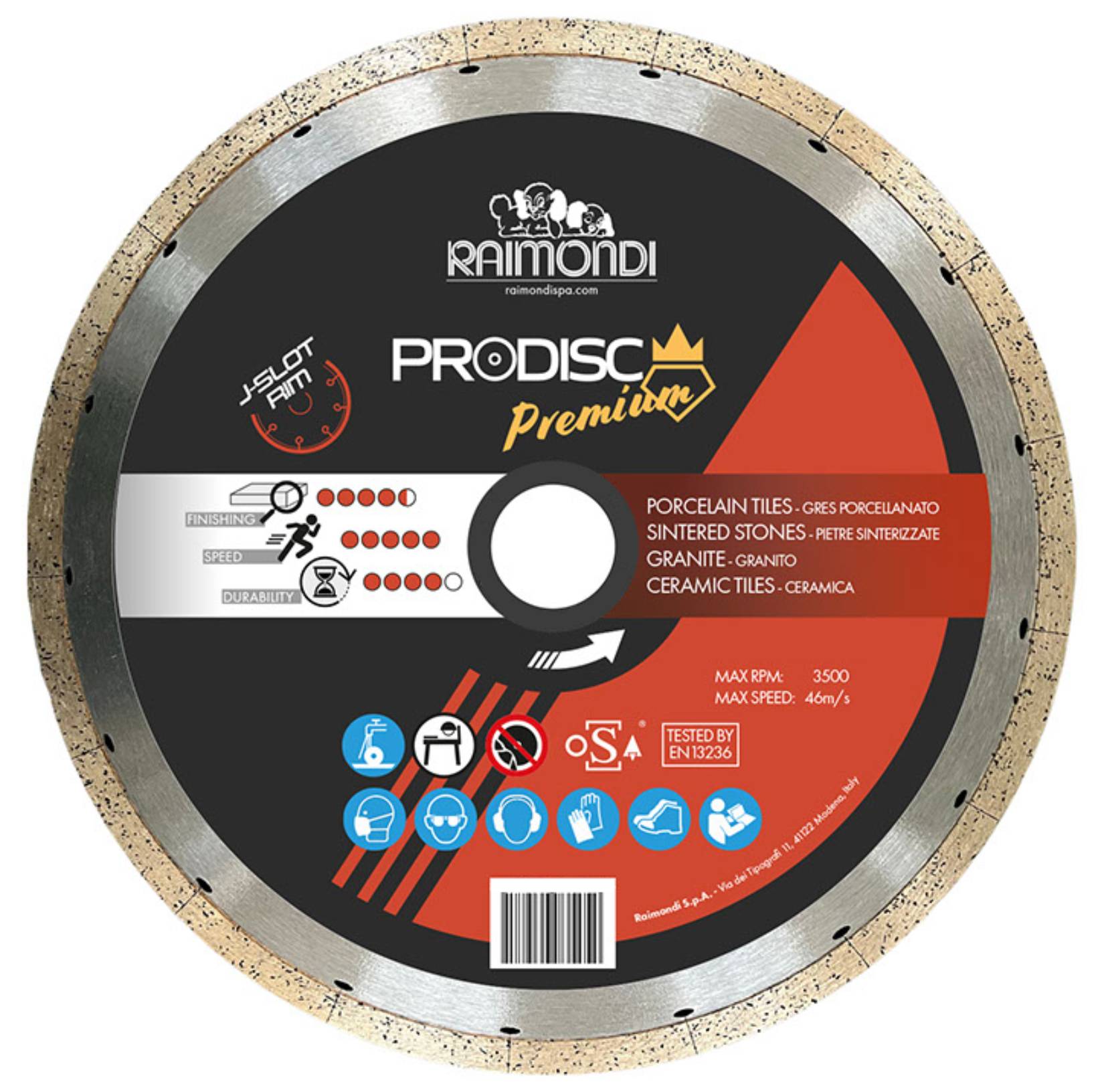 Raimondi 179SET300CFV Disco Diamantato a Settori Ravvicinati ad Alte Prestazioni Ideali per Ceramica Gres Porcellanato Pietre Sinterizzate Granito Segatrice Prodisc Premium Massimo RPM 3500 Diametro Ø 300 mm