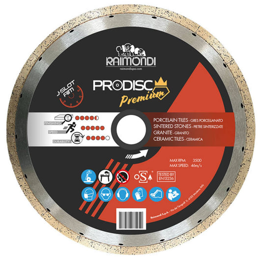 Raimondi 179SET350CFV Disco Diamantato a Settori Ravvicinati ad Alte Prestazioni Ideale per Ceramica Gres Porcellanato Pietre Sinterizzate Granito Segatrice Prodisc Premium Massimo RPM 3500 Diametro Ø 350 mm