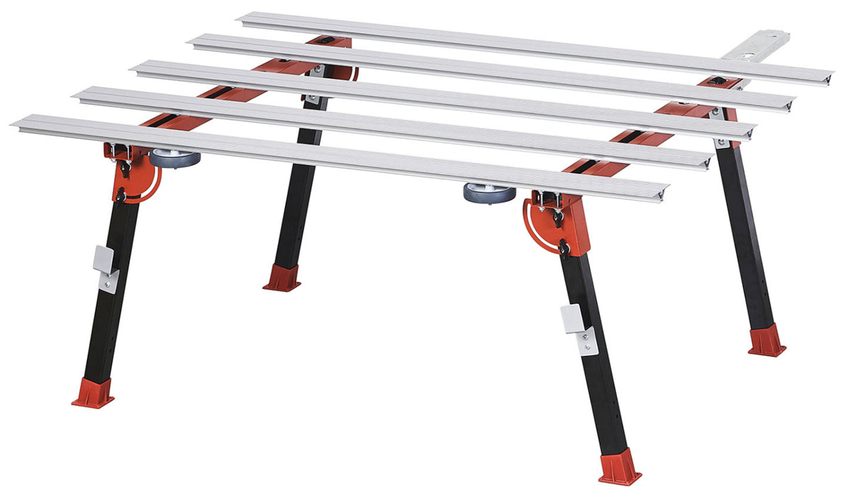 Raimondi BIGFOOT XL 394MB0XL01R Banco Di Lavoro Modulare Dotato di Gambe Pieghevoli Piedi Ruote Ganci Supporto Struttura Acciaio Profili Alluminio Anodizzato Robusto Stabile Misura Piano 170x125 cm Altezza Regolabile da 75 a 81 cm Portata Massima 150 Kg