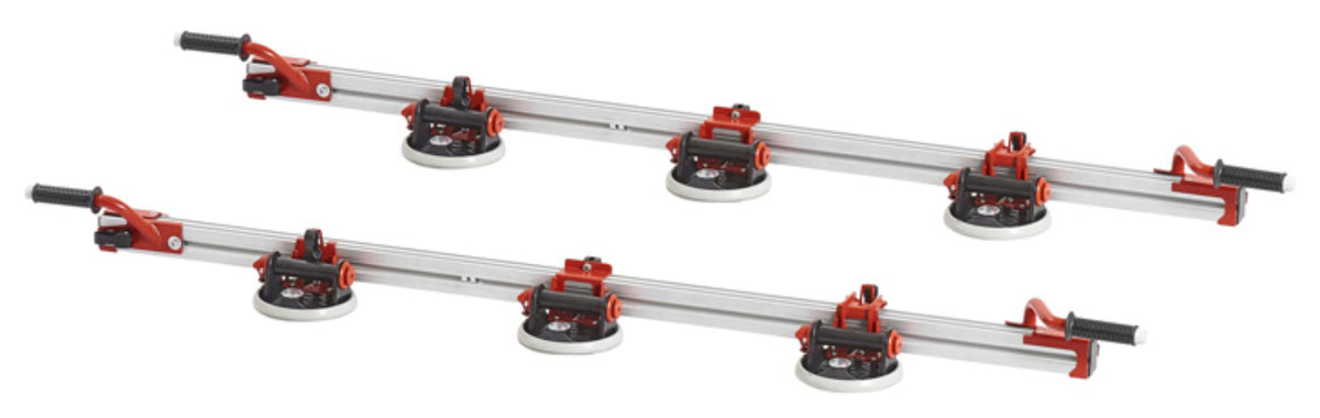 Raimondi EASY-MOVE MkIV CON VENTOSE RV175 432EM04CA Dispositivo Telescopico Per Movimentazione di Lastre Lunghezza Massima 320 cm 6 Ventose Vacuum a Pompa Gomma Antimacchia Vuotometro 4 Maniglie Scorrevoli Gommino Antiscivolo Impugnatura Protezioni Patta