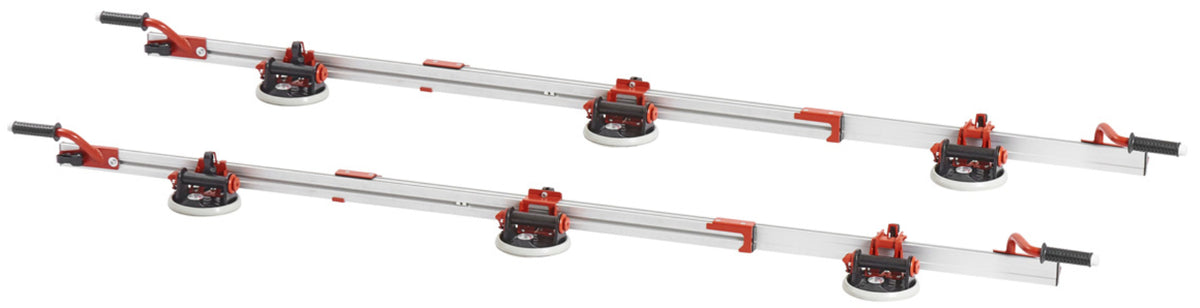 Raimondi EASY-MOVE MkIV CON VENTOSE RV175 432EM04CA Dispositivo Telescopico Per Movimentazione di Lastre Lunghezza Massima 320 cm 6 Ventose Vacuum a Pompa Gomma Antimacchia Vuotometro 4 Maniglie Scorrevoli Gommino Antiscivolo Impugnatura Protezioni Patta