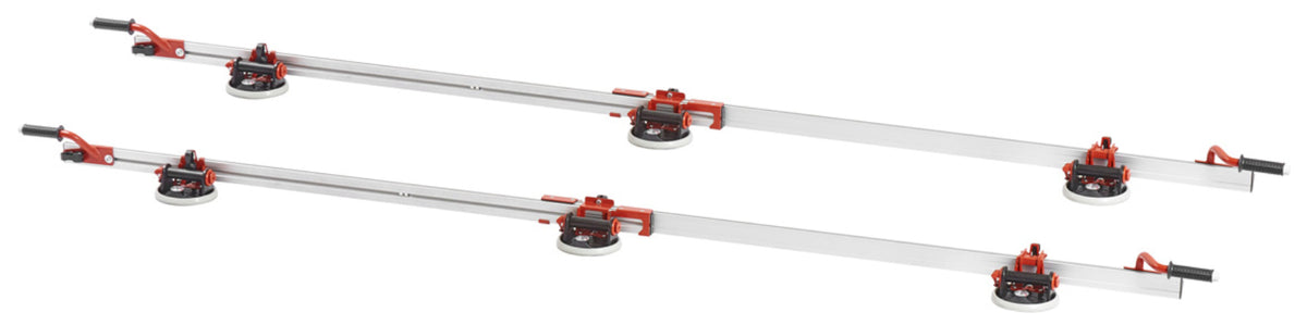 Raimondi EASY-MOVE MkIV CON VENTOSE RV175 432EM04CA Dispositivo Telescopico Per Movimentazione di Lastre Lunghezza Massima 320 cm 6 Ventose Vacuum a Pompa Gomma Antimacchia Vuotometro 4 Maniglie Scorrevoli Gommino Antiscivolo Impugnatura Protezioni Patta