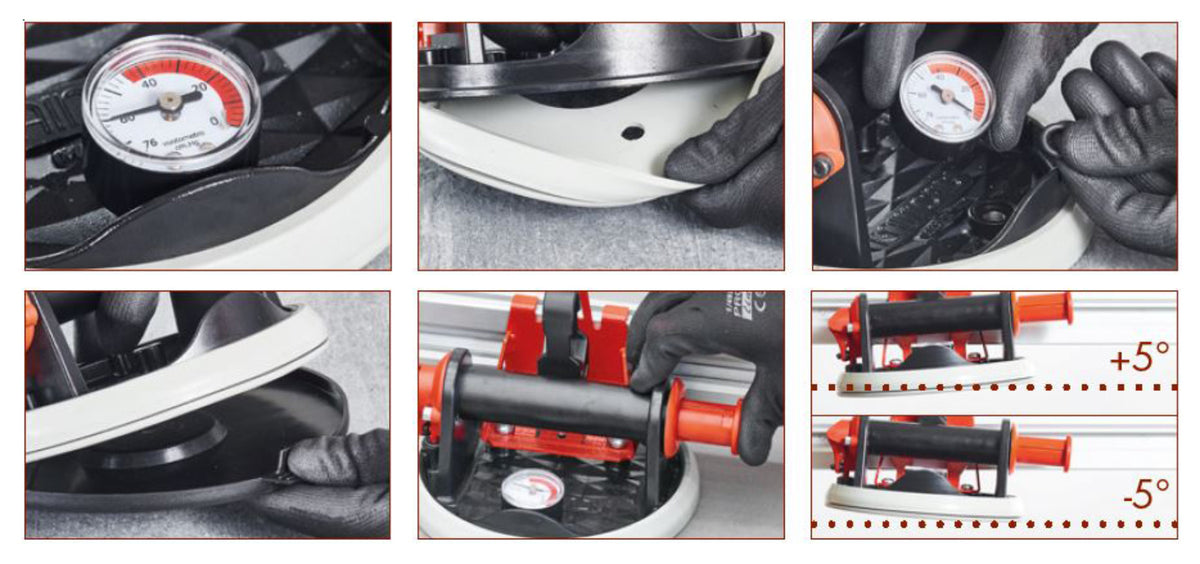 Raimondi EASY-MOVE MkIV CON VENTOSE RV175 432EM04TA Dispositivo Telescopico Per Movimentazione di Lastre Lunghezza Massima 320 cm 8 Ventose Vacuum a Pompa Gomma Antimacchia Vuotometro 2 Traverse 4 Maniglie Scorrevoli Gommino Antiscivolo Impugnatura