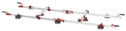 Raimondi EASY-MOVE MkIV CON VENTOSE RV175 432EM04TA Dispositivo Telescopico Per Movimentazione di Lastre Lunghezza Massima 320 cm 8 Ventose Vacuum a Pompa Gomma Antimacchia Vuotometro 2 Traverse 4 Maniglie Scorrevoli Gommino Antiscivolo Impugnatura