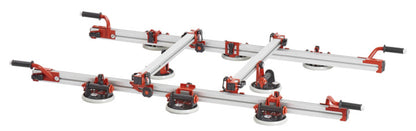 Raimondi EASY-MOVE MkIV CON VENTOSE RV175 432EM04TA Dispositivo Telescopico Per Movimentazione di Lastre Lunghezza Massima 320 cm 8 Ventose Vacuum a Pompa Gomma Antimacchia Vuotometro 2 Traverse 4 Maniglie Scorrevoli Gommino Antiscivolo Impugnatura