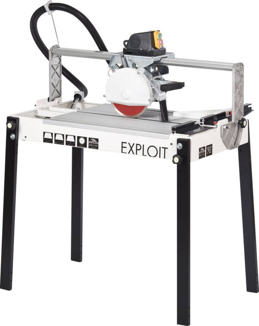 Raimondi Exploit 70 393N 070US Segatrice Motore Scorrevole Inclinabile Taglio 70 cm Jolly Mattonelle Spessore 45 mm Disco Ø 200 Troncatrice Raffreddamento Pompa Barra Scorrimento Piani Lavoro Telaio Squadra Ricalibrabile Gambe Ripiegabili 100x56 H50 cm