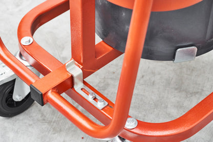 Raimondi Fluid Mix Special 238 UN Minibetoniera Con Frullatore Per Miscelare Impasti Fluidi Autolivellanti Premiscelati Sigillanti Base Cementizia Vernici Struttura Acciaio Coperchio Gambe 4 Ruote Gomma Piroettanti Secchio 75 Lt Inclinabile 61x66 H95 cm