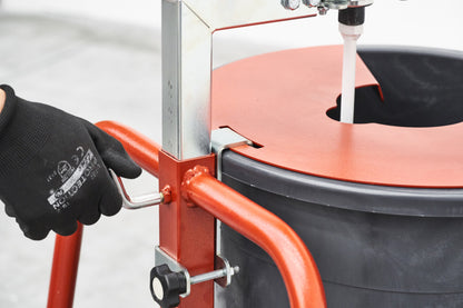 Raimondi Fluid Mix Special 238 UN Minibetoniera Con Frullatore Per Miscelare Impasti Fluidi Autolivellanti Premiscelati Sigillanti Base Cementizia Vernici Struttura Acciaio Coperchio Gambe 4 Ruote Gomma Piroettanti Secchio 75 Lt Inclinabile 61x66 H95 cm