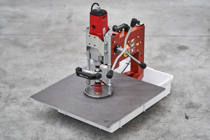 Raimondi Foraspeed 205F EU Foratrice Per Forare Piastrelle in Gres Porcellanato Marmo Granito Monocottura Bicottura Vetro Fori Mattonelle Spessore Max 30 mm Per Foretto Ø da 4 a 120 mm Raffreddamento Pompa Controforetto Rotante Misura 65x43 H48 cm