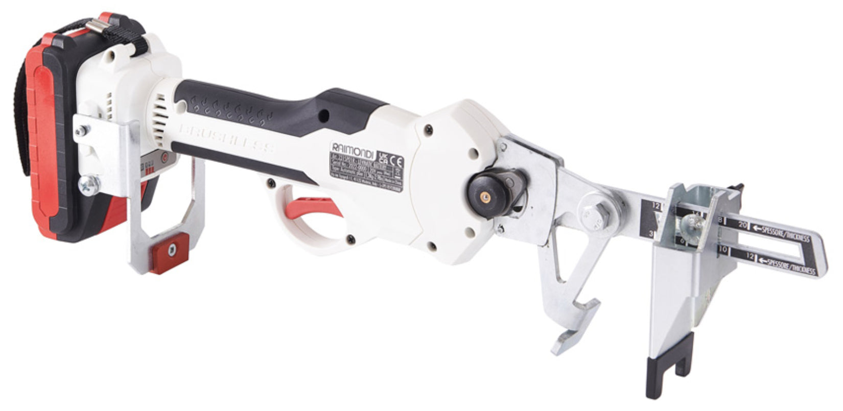 Raimondi LEVMATIC BATTERY 231 LEVBEU Pinza a Batteria Removibile Per Serraggio Cuneo Con Sacca Di Trasporto Caricabatterie Sistema Livellante RLS Regolabile In Base Allo Spessore Della Piastrella Forchetta Anteriore Millimetrata Motore Elettrico Brushless