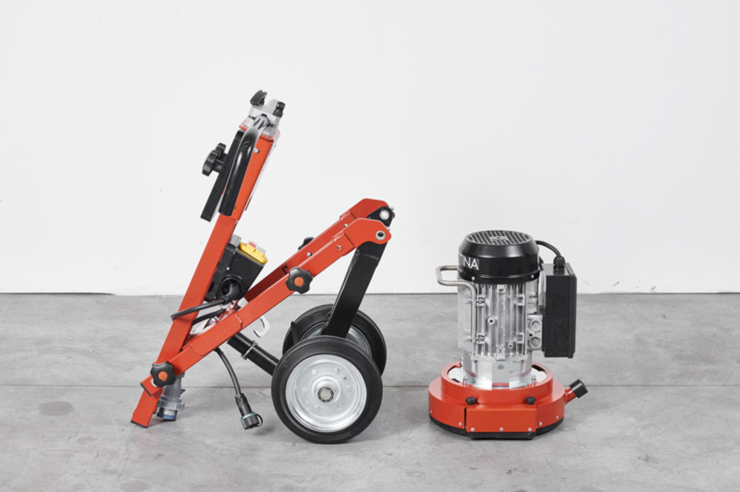 Raimondi Megatitina 334 HT230V Monospazzola Fresatrice Monodisco Graffiare Spianare Levigare Superfici Irregolari Porcellanato Marmo Resina Cemento Motore Basculante Manico 230 V Monofase Dischi Porta Utensili Ø 280 mm Ruote 2 Zavorre 63x150 H90 cm