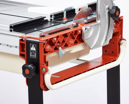 Raimondi Pikus 105 Advanced 423ADV Segatrice Motore Scorrevole Inclinabile Taglio 105 cm Jolly Mattonelle Spessore 150 mm Disco Ø 250 mm Struttura Alluminio Vasca Raffreddamento Pompa Squadra Ricalibrabile Gambe Telescopiche Copridisco Ruote 145x70 h79 cm