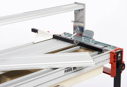 Raimondi Pikus 105 Advanced 423ADV Segatrice Motore Scorrevole Inclinabile Taglio 105 cm Jolly Mattonelle Spessore 150 mm Disco Ø 250 mm Struttura Alluminio Vasca Raffreddamento Pompa Squadra Ricalibrabile Gambe Telescopiche Copridisco Ruote 145x70 h79 cm