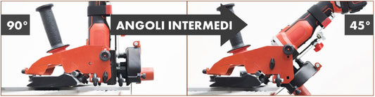 Raimondi POWER RAIZOR MKII 433PWRM2EUD Gruppo di Taglio Multi Angolo 90° Passante 45° Jolly Movimento Basculante Scassi Fori Quadri Rettangolari Carter Copridisco Uso Secco Raffreddamento Acqua Spessore 20 mm 90° 16 mm 45° Disco Diamantato Turbo Ø 125 mm