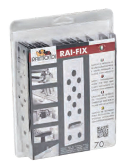 Raimondi RAI-FIX 299 Blister 70 Ganci Per Trattenuta di Sicurezza RAIFIX in Acciaio Inossidabile AISI 304 Impedisce Caduta Piastrella Lastra Ceramica Marmo Spessore Maggiore o Uguale 8 mm Dimensione 40x120 mm 11 Fori