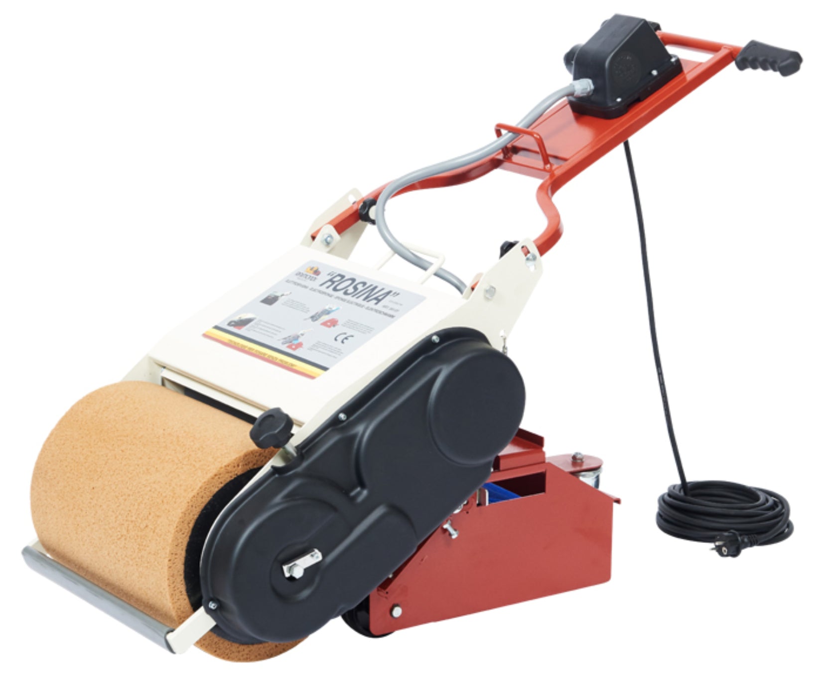Raimondi Rosina 380DF Elettrospugna Pulizia Pavimenti Cotto Toscano Gres Porcellanato Bicottura Monocottura Marmo Klinker Porfido Pietre Naturali Spremitura Pressione Rullo Spugna Regolabile Manico Pieghevole Vasca Estraibile Ruote Misura 100x50 h55 cm