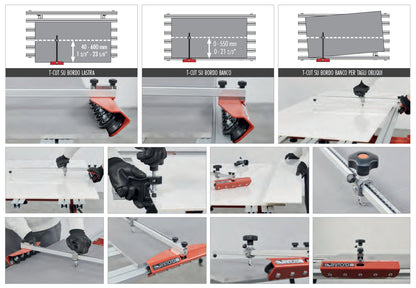 Raimondi T-CUT 433TC RAI Dispositivo Per Incisione Spacco Lastre Ceramiche Pinza Troncatura “Snap” Ruote Ampiezza Taglio 40-600 mm Lunghezza Illimitata Asta Millimetrata Ricalibrabile Carrello Per Mattonelle Spessore 3-12 mm Pressione Progressiva Vite
