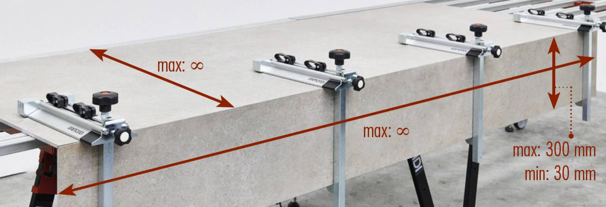 Raimondi TIP-TOP 171TG RAI Kit Coppia Dispositivi Per Angoli Gradini Top Piastrelle Lastre 2 Regolazioni Micrometriche Verticale Orizzontale Escursione Cursore Alzata da 30 a 300mm Larghezza Infinita 3 Zavorre 2 Ventose Gomma Antimacchia Ø88mm Bande Nere
