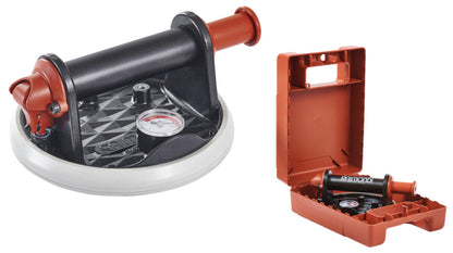 Raimondi RV175 MkII 185WA02VRVV Ventosa Vacuum a Pompa Diametro Ø Patta 175 mm Con Vuotometro Gomma Antimacchia Sostituibile Valigetta Per Movimentazione Piastrelle Lastre Ceramiche Non Poroso Marmi Graniti Vetro Valvola Antiruggine Portata Massima 130 Kg
