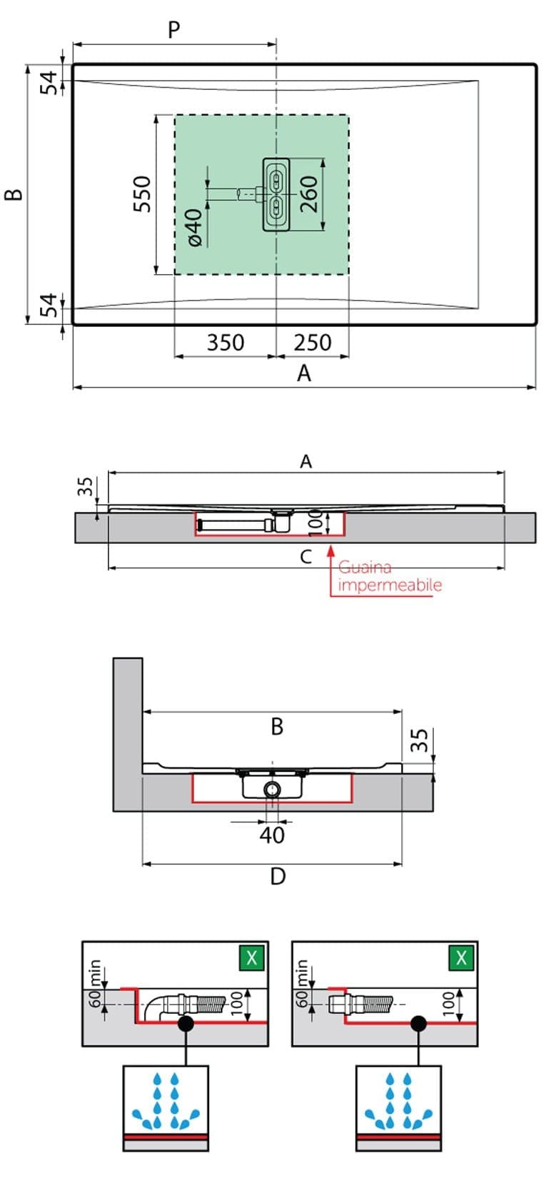 Novellini Custom Piatto Doccia Dimensione 160x80 Altezza Spessore 3,5 cm Colore Bianco Con Trattamento Antiscivolo Installazione Appoggio Filo Pavimento Sagomabile Superficie Liscia Materiale Metacrilato Compreso Piletta Scarico e Copri Piletta