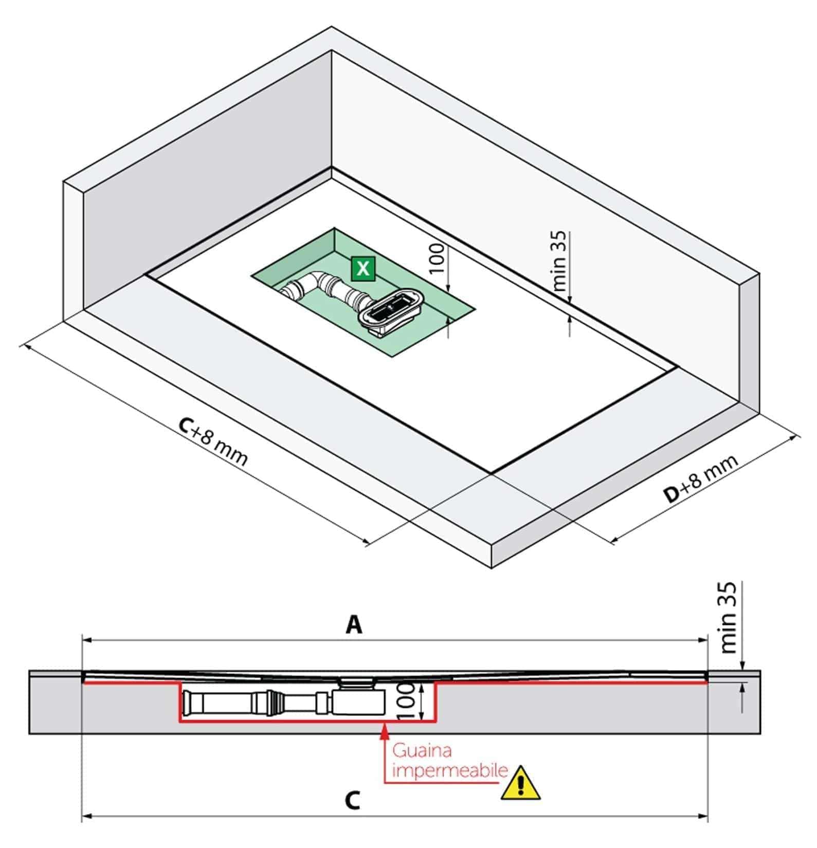 Novellini Custom Piatto Doccia Dimensione 160x70 Altezza Spessore 3,5 cm Colore Grigio Installazione Appoggio Filo Pavimento Sagomabile Superficie Liscia Materiale Metacrilato Compreso Piletta Scarico e Copri Piletta