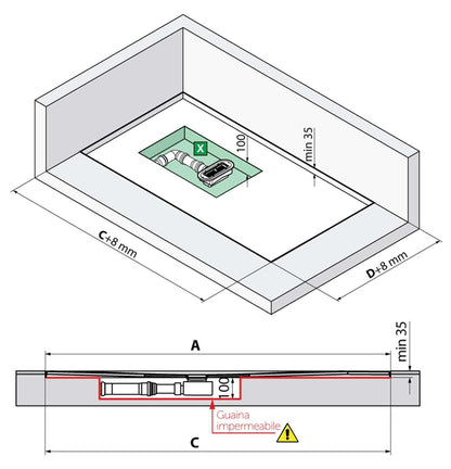 Novellini Custom Piatto Doccia Dimensione 160x80 Altezza Spessore 3,5 cm Colore Bianco Con Trattamento Antiscivolo Installazione Appoggio Filo Pavimento Sagomabile Superficie Liscia Materiale Metacrilato Compreso Piletta Scarico e Copri Piletta