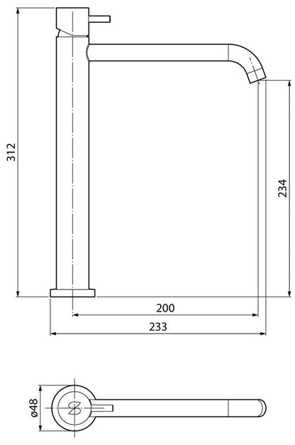 Miscelatore Lavabo Versione Alta Novellini Fly 3 Appoggio Monocomando Materiale Ottone Finitura Nero Compreso Piletta Scarico Click-Clack