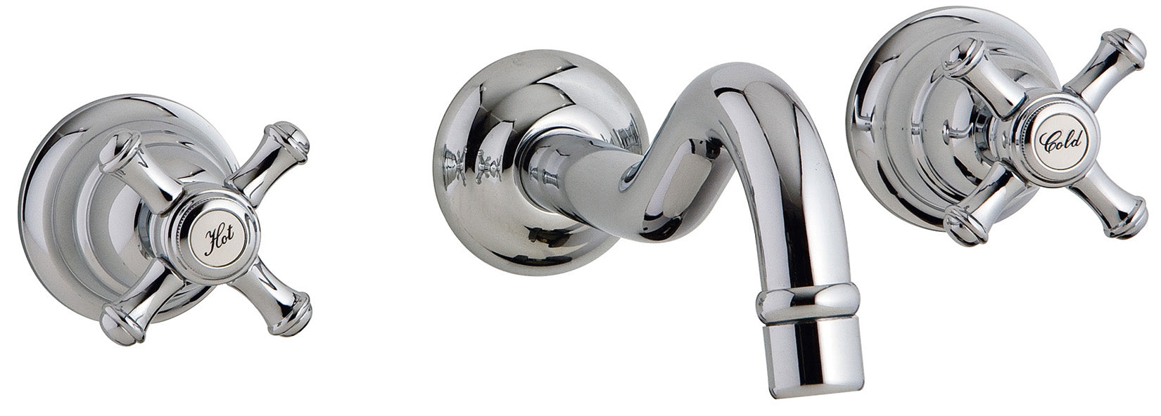 Rubinetterie Treemme 3M OLD ITALY RWIT 4452 CC 50 + RWIT 3A60 ZZ 02 Miscelatore Gruppo Lavabo Incasso A Muro 210 mm 3 Fori Materiale Ottone Finitura Cromata