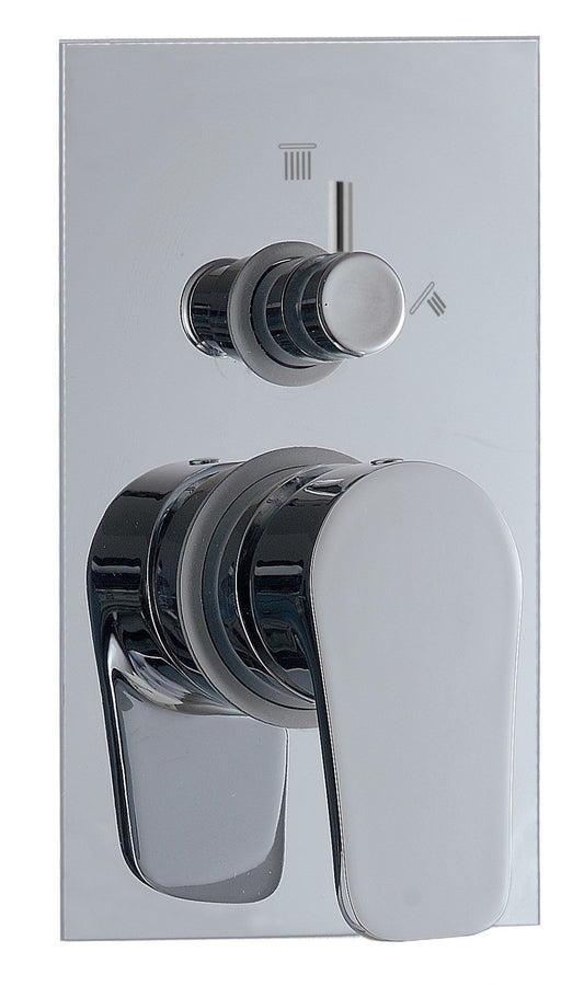 Rubinetterie Treemme 3M Contract Zip RWIT 4949 CC 03 + RWIT 7C49 ZZ 2V Miscelatore Monocomando Vasca Doccia Incasso Parete Meccanico 2 Vie Con Deviatore Rotativo 2 Fori 2 Leve / Manopole Parte Interna Esterna Incluse Stile Moderno Con Piastra Ottone Cromo