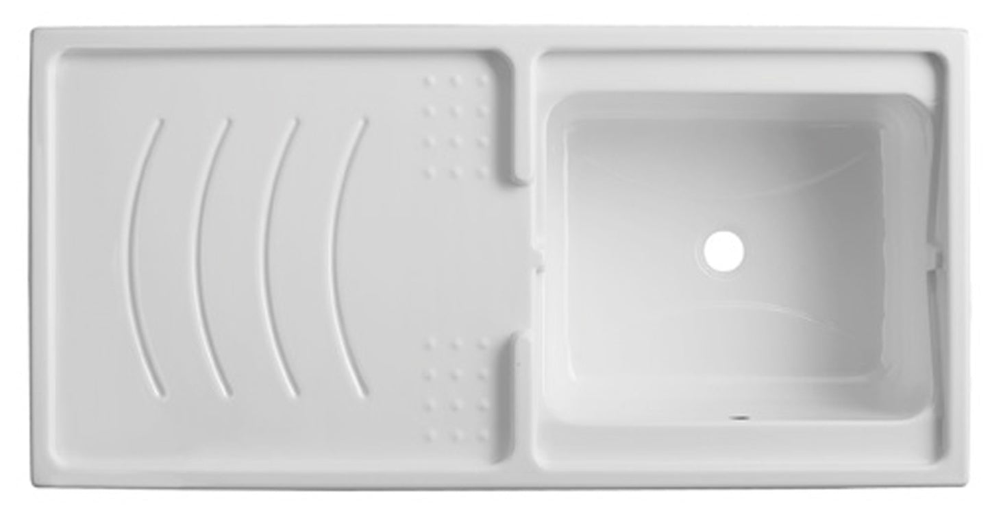 Negrari Magica 2800DX Lavatoio Coprilavatrice Montato Bianco 124x60 H89 cm Vasca Destra Lavatrice Sinistra Mobile Lavanderia Nobilitato Idrofugo Ante Lucide Lavabo Polipropilene Asse Legno Chiusura Rallentata Salvafondo Alluminio Sifone Piletta Piedini