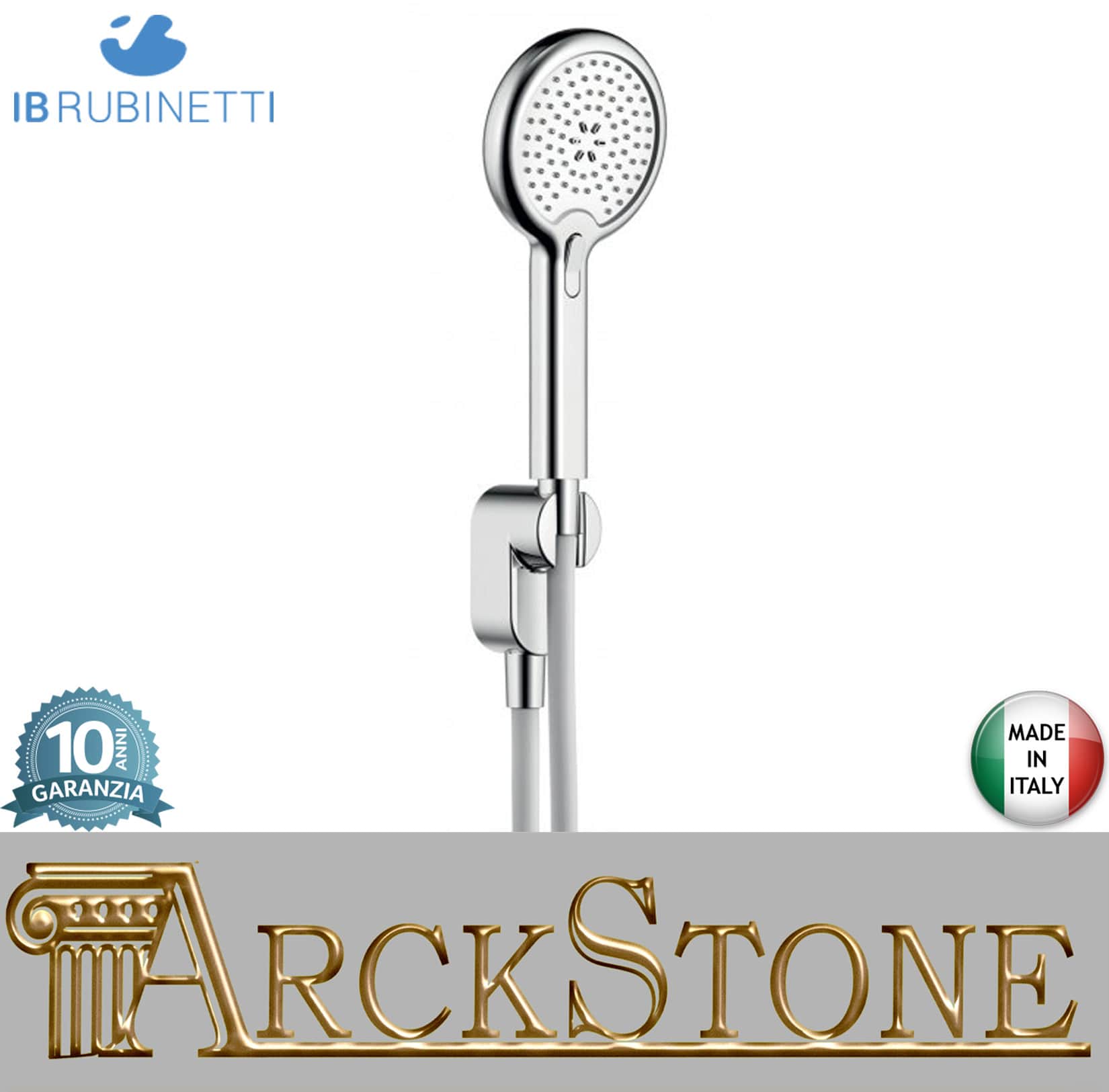 IB Rubinetti TAAAC Duplex Presa Quadra Doccetta Tonda 2 Getti Flessibile Stile Classico Materiale ABS Finitura Cromata