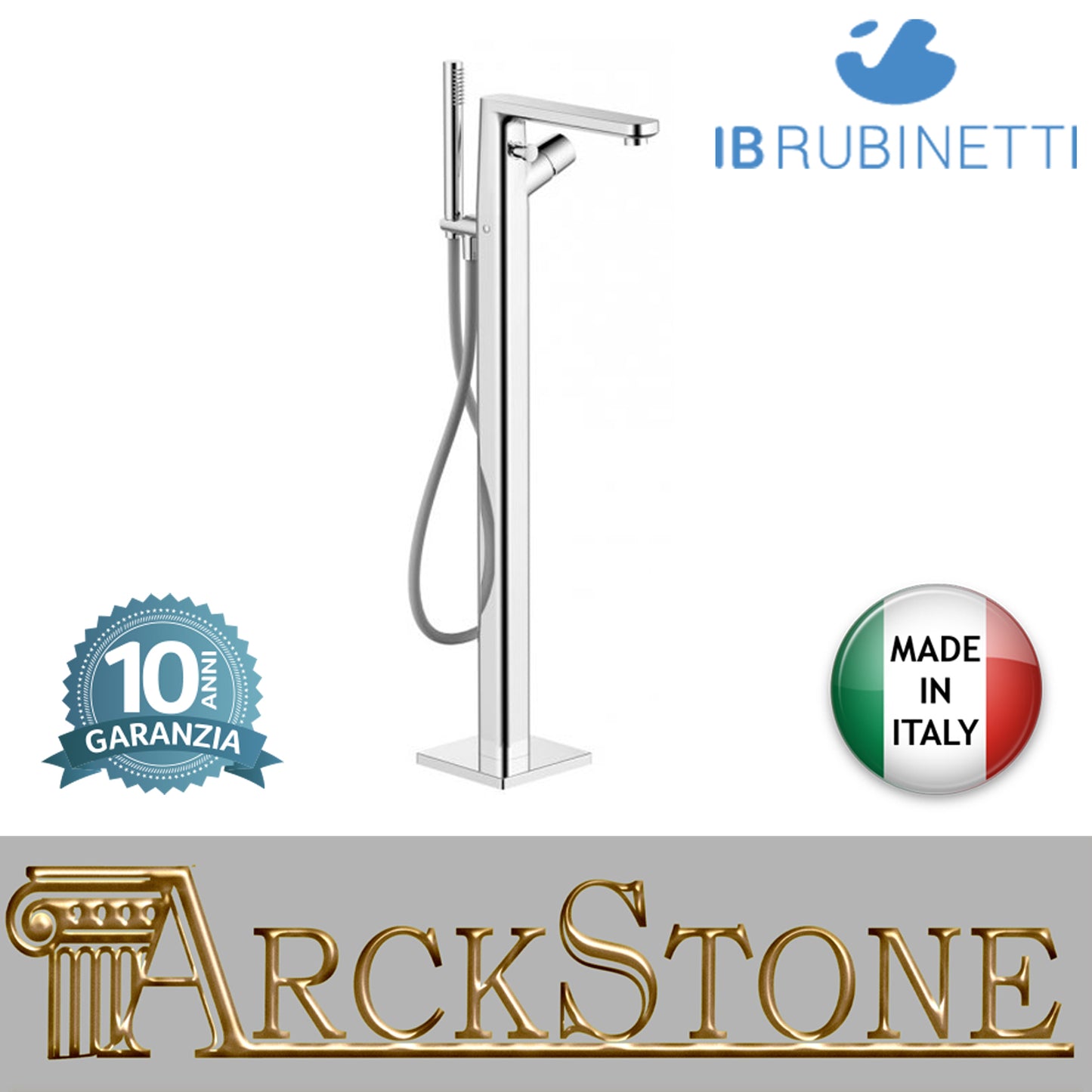 Miscelatore bordo vasca da terra completo di kit doccia marca IB rubinetti modello Taaac rubinetteria rubinetto ottone cromato fontana finitura cromo rivenditore autorizzato campania arredamento garanzia 10 anni azienda certificata made in italy