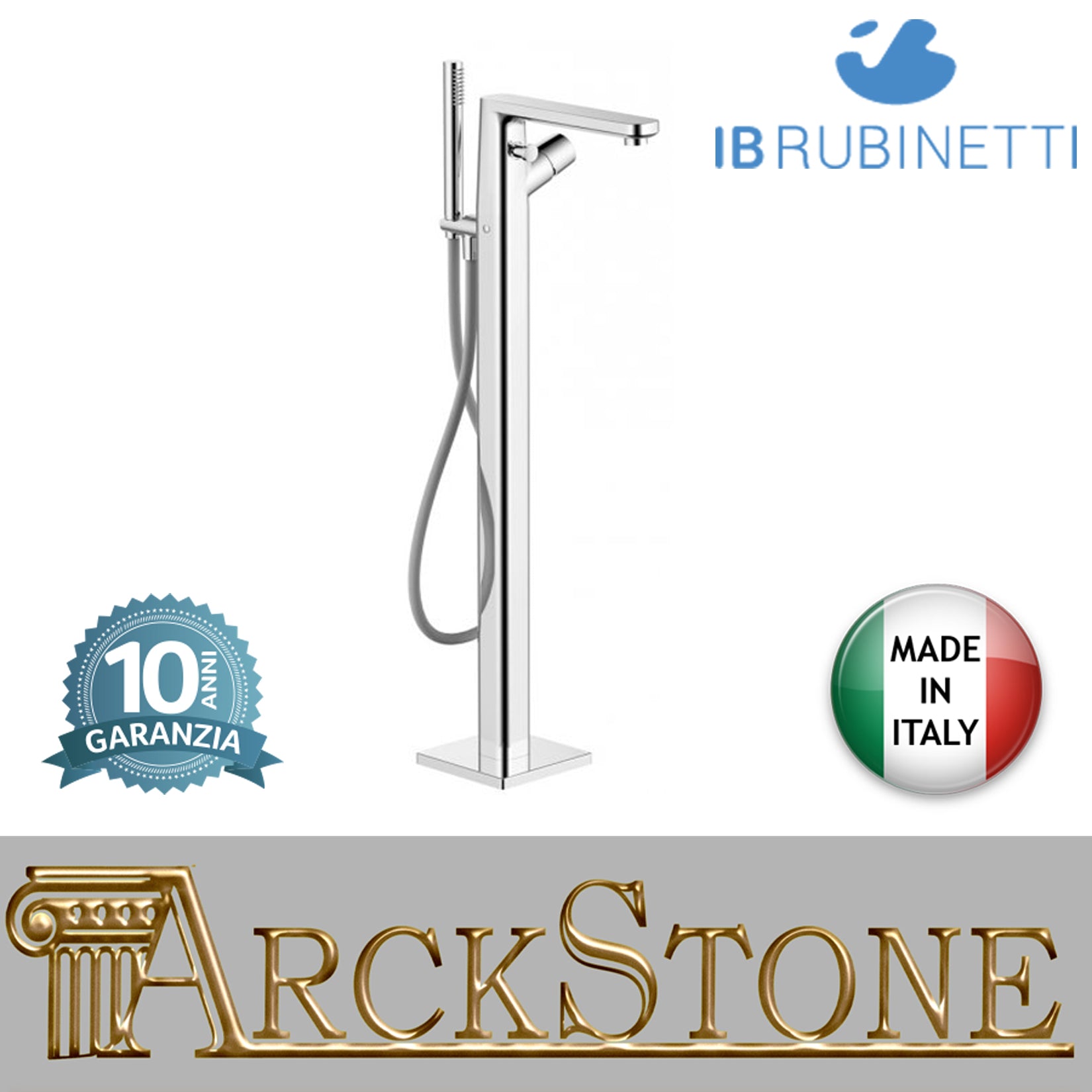 Miscelatore bordo vasca da terra completo di kit doccia marca IB rubinetti modello Taaac rubinetteria rubinetto ottone cromato fontana finitura cromo rivenditore autorizzato campania arredamento garanzia 10 anni azienda certificata made in italy