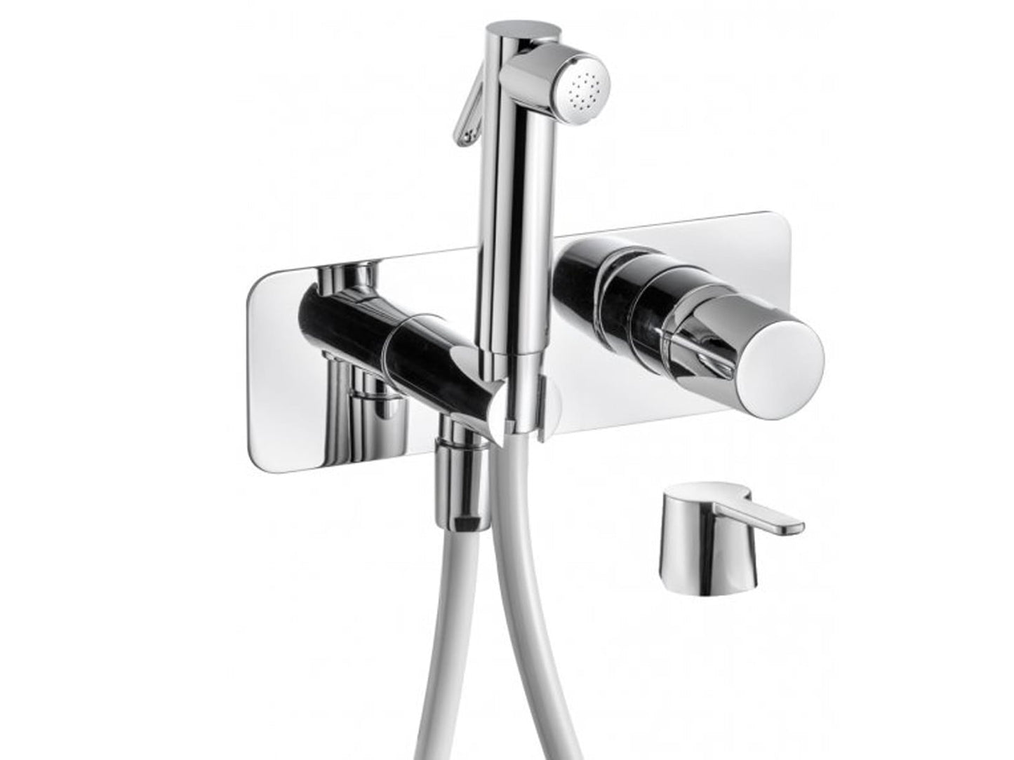 IB Rubinetti Taaac Set Di Parti Esterne e Corpo ad Incasso A Muro Con Piastra Per Idroscopino Igienico Con Miscelatore Per WC Materiale Ottone Finitura Cromata