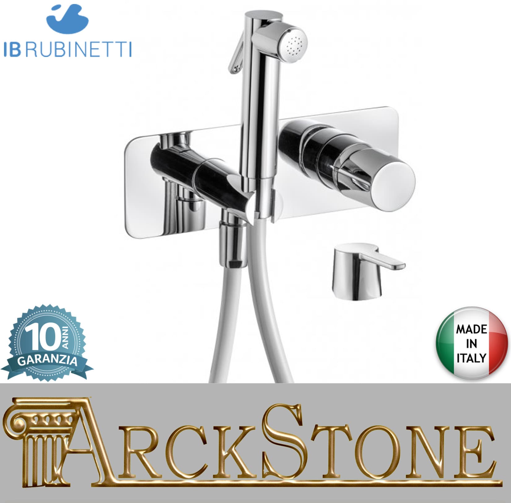 IB Rubinetti Taaac Set Di Parti Esterne e Corpo ad Incasso A Muro Con Piastra Per Idroscopino Igienico Con Miscelatore Per WC Materiale Ottone Finitura Cromata