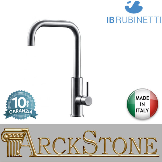 Miscelatore lavello Monoforo leva laterale marca IB rubinetti modello Serie Acciaio Materiale Acciaio Finitura Nickel Spazzolato rubinetteria cucina rivenditore autorizzato fontana campania garanzia 10 anni azienda certificata made in italy