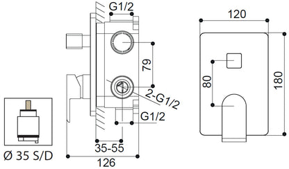Miscelatore Incasso Doccia Con Deviatore Meccanico Duemmeggi Air Installazione Muro Parete 2 Vie 2 Fori Meccanico 1 Leva Manopola Monocomando Con Piastra Rotondo Stile Moderno Ottone Finitura Cromata Made in Italy Garanzia 5 Anni