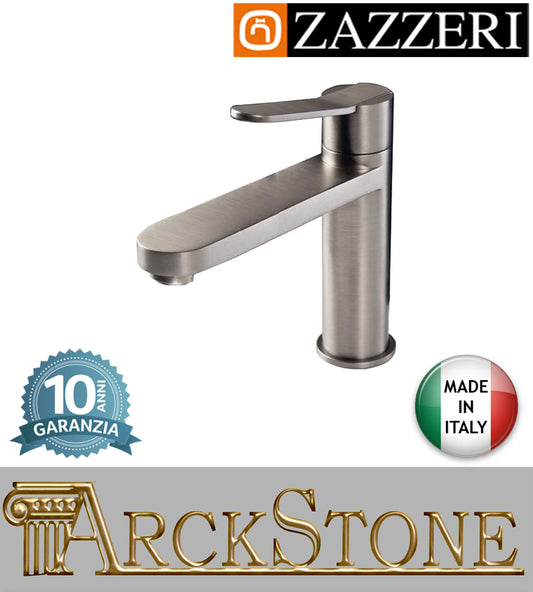 Miscelatore lavabo 150mm marca Zazzeri modello TREND X finitura ottone spazzolato senza piletta scarico areatore appoggio anticalcare arredamento arredo bagno autorizzato azienda certificata garanzia 10 anni qualità made in ita