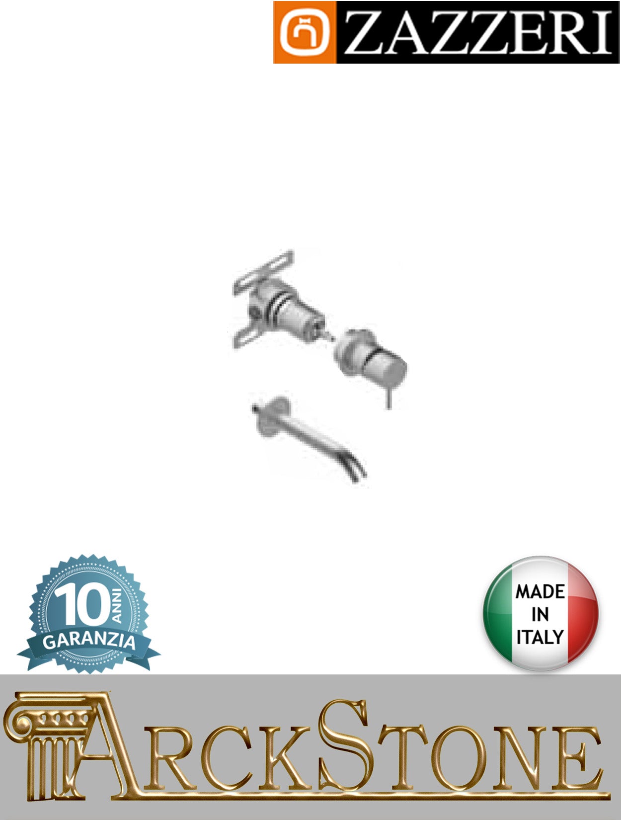 Miscelatore lavabo marca Zazzeri modello Z316 Mono finitura acciaio inox spazzolato parete incasso senza scarico fontana rubinetto getto 160 mm rubinetteria muro arredo bagno senza piastra completo mix acqua qualità