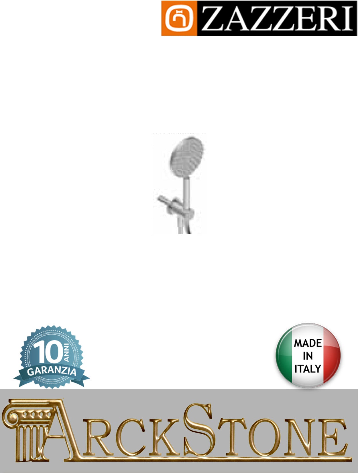 Set doccia marca Zazzeri modello Z316 Mono finitura acciaio inox spazzolato parete doccetta Ø140 mm supporto presa acqua muro rubinetteria bagno flessibile arredamento casa home garanzia 10 anni qualità made in ital